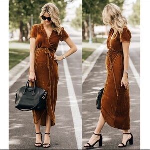 NWOT WAYF velvet wrap maxi dress